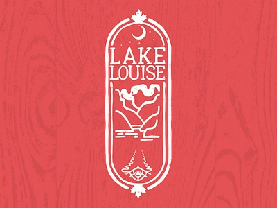 Lake Louise camping canada canoe illustration nature night sticker