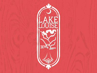 Lake Louise camping canada canoe illustration nature night sticker