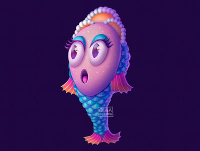 Fish princess bright casual style character colorful design digital art fish game art gamedev illustration photoshop