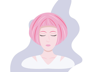 Flat girl with pink hair beautiful design flat girl hair cut illustration pink sleeping vector