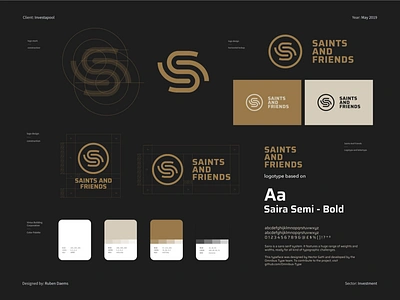 Saints and Friends - Brand identity design apparel company brand brand design brand identity branding branding design designer digital digital space grid grid layout grid logo identity logo media media company saira