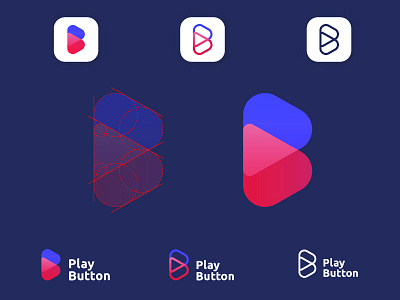 Play Button brand branding color concept design designer designing graphic grid icon identity illustrator letter logo logodesigner logos mark minimal monogram symbol