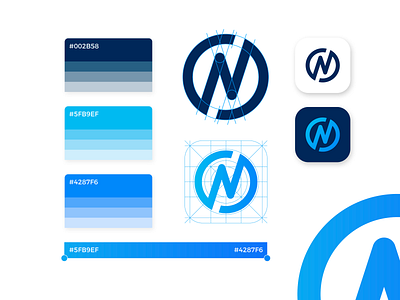 N lettermark brand branding business color concept design designer designing graphic grid icon identity illustrator logo logodesigner logos mark minimal symbol vector