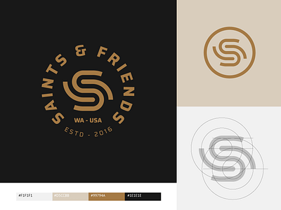 Saints and Friends brand branding business color concept design designer designing graphic grid icon identity illustrator logo logodesigner logos mark minimal monogram symbol