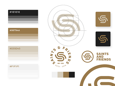 Saints and Friends brand branding business color concept design designer designing graphic grid icon identity illustrator logo logodesigner logos mark minimal monogram symbol