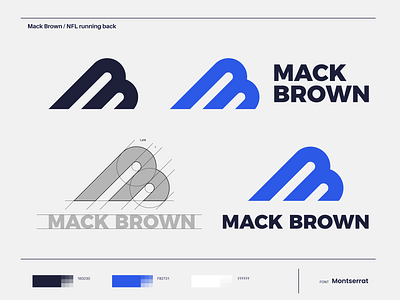 Mack Brown - Logo Design american american football color design designer designing font graphic identity illustrator logo logodesigner mack brown mark montserrat nfl player pro nfl running back vector