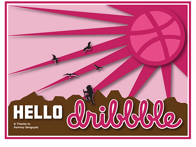 Hello Dribble design illustration typography vector