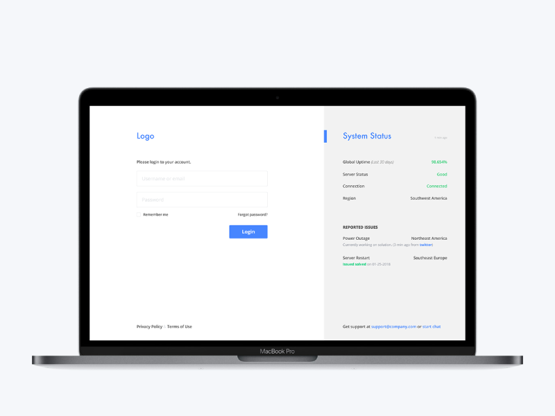 Login screen with system status panel exploration by Andrew Bennett on ...