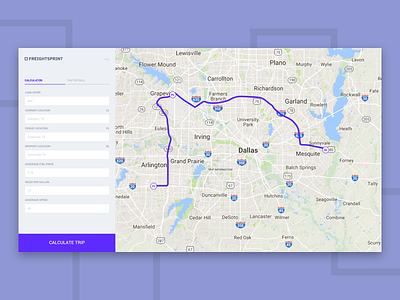 Freightsprint - Load Estimator form map purple tool ui user interface
