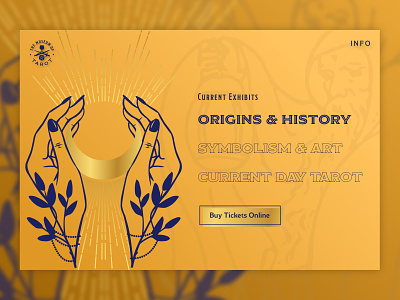 The Museum of Tarot - Origins & History Feature branding cta daily ui dailyui gold hover illustration logo metaphysical minimal sketch tarot typography vector web design website