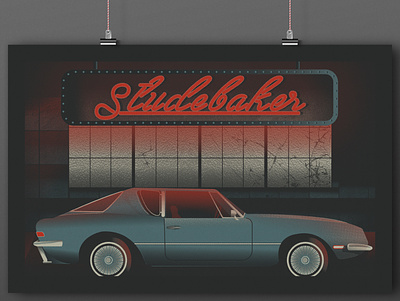 Studebaker Poster car cars illustration indiana poster poster art poster design screen print south bend studebaker