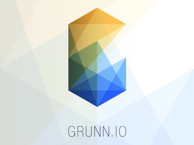 logo for Grunn.io abstract blue colour green grunnio helvetica logo orange shapes