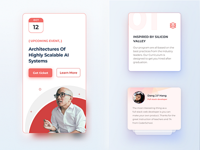 CODERSCHOOL: MOBILE UI ELEMENT card event mobile testimonial