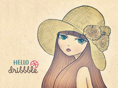 Hello dribbble debut first shot hello dribbble illustration pencil