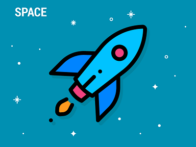 Space icon illustration launch logo minimal moon planet rocket space spaceship