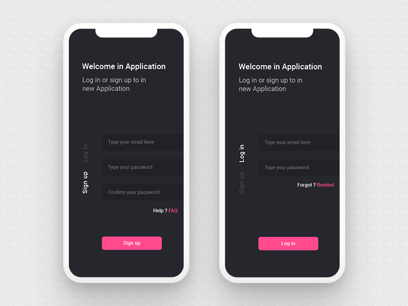Sign in, Sign up by Nilam Patel on Dribbble