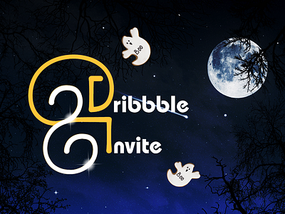 Moon 2 invite debut dribbble dribbble invitation giveaway graphic design helloween illustration invitation invite invite giveaway moonlight typography ui vector