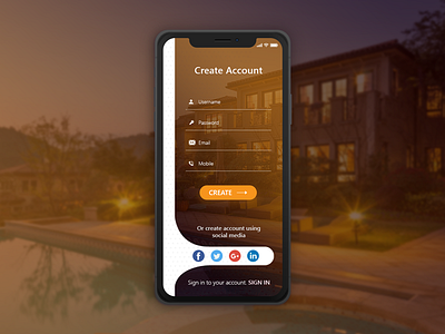 Sign In - sign up - create account account create create account design element interface sign in sign in form social media ui user ux