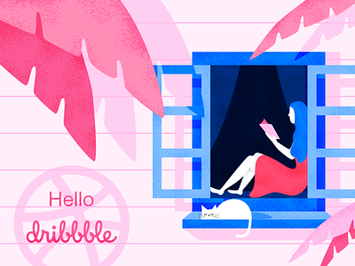 Hello dribbble book cat first girl tree