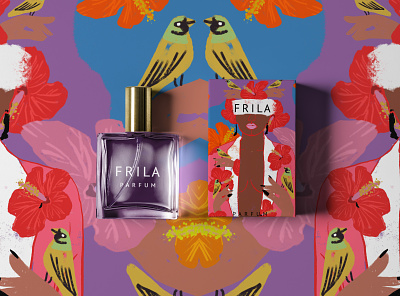 Frila Perfume Packaging + Branding abstract beauty branding branding concept concept art cosmetic design fashion illustration logo logotype minimal modern packaging pink purple typography