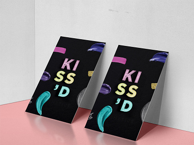 Kiss'd Cosmetics neon branding and packaging 3d blue branding business card concept art illustration letterpress modern neon packaging pink typeface