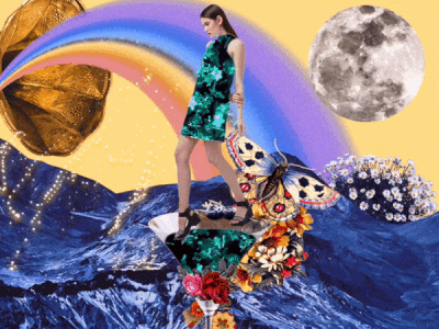 Martini Moon Walk Collage animation branding collage fashion floral glitter graphic design illustration nature photography retro vintage