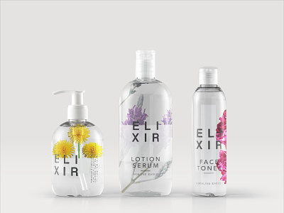 Elixir Cosmetic Packaging abstract beauty blue branding clean concept art cosmetic cosmetic branding cosmetic packaging design floral flowers illustration minimal modern packaging pink typography ui