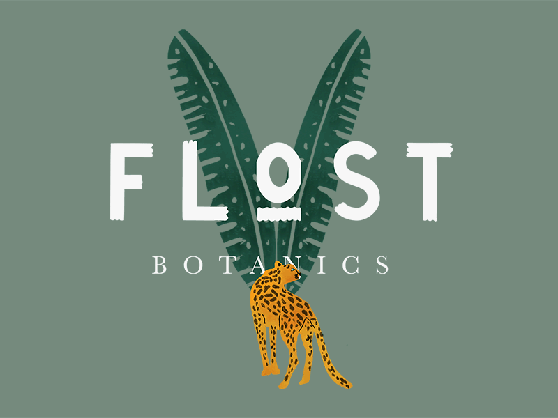 Flost Botanics Cosmetic Logo + Branding abstract animal animated beauty branding concept art design illustration jungle leopard letterpress logo logo animation minimal modern packaging typography ui ux vector