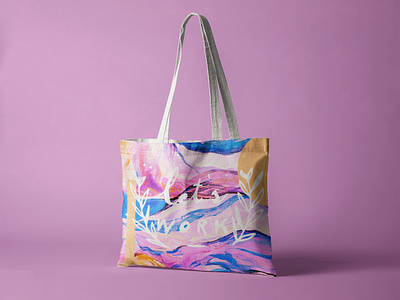 Eco Friendly Tote + Screen Printing abstract beauty blue branding concept art design ecofriendly fashion illustration logo minimal modern packaging pink sustainable type type daily typogaphy typography watercolor