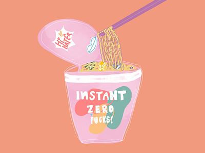 Amiright!? Instant Noodles. branding drawing food icon illustration lettering logo minimal noodles painting pink poster type typography ui ux vector yellow