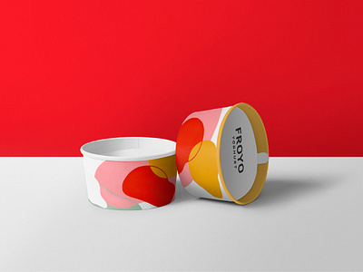 Frozen Yoghurt Packaging abstract branding logo minimal packaging pink red ui ux vector yellow