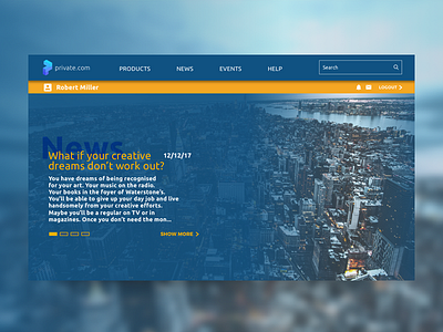 Daily news Slideshow blu business carousel city news private slideshow ui ux yellow