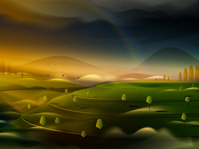 Monsoon in Munnar adobe illustrator art direction artwork digitalart illustration sunset vector