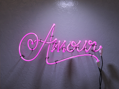 Amour 3d amour c4d cinema4d french heart lettering light light sign love sign valentine
