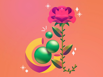 Illustrated Alphabet | D abstract alphabet ball cone d flower illustration letter lettering rose