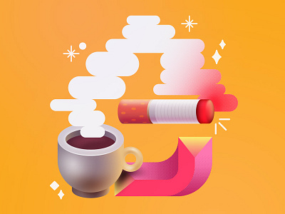 Illustrated Alphabet | E abstract alphabet cigarette coffee e illustration letter lettering smoke