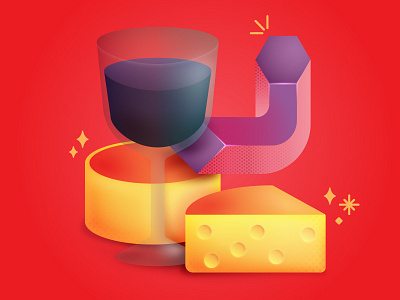 Illustrated Alphabet | K abstract cheese illustration letter lettering shape type wine