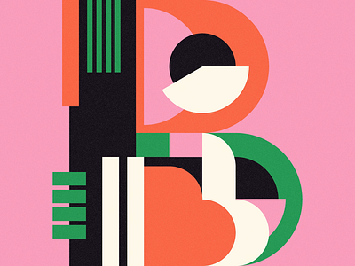 Type Fighter | Letter B 3d abstract alphabet b font geometric geometric design geometric font gradient green illustrator letter lettering orange photoshop pink trend type typography vector