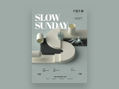 Slow sunday poster for Puro Hotels 3d illustration poster puro