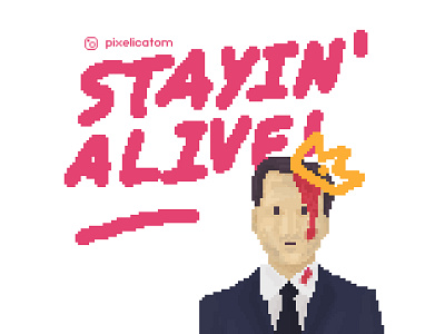 Stayin Alive-Beegees x Moriarty Pixel Art 8bit beegees branding design freelance illustration logo moriarty nintendo pixel pixelart pixelicatom quote sherlock ui