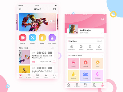 Ui of electronic commerce app ecommerce luxury pink shopping ui