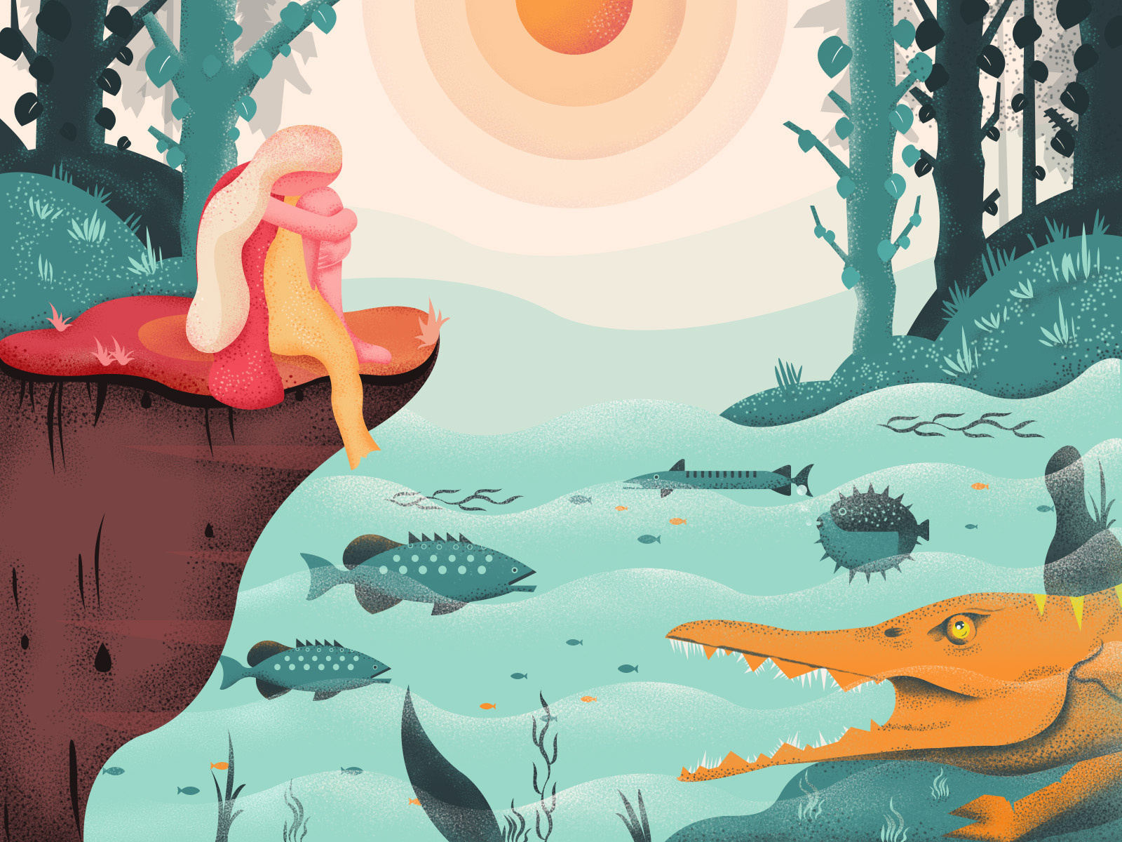 Girl And Crocodile by FFAN. for DKP on Dribbble