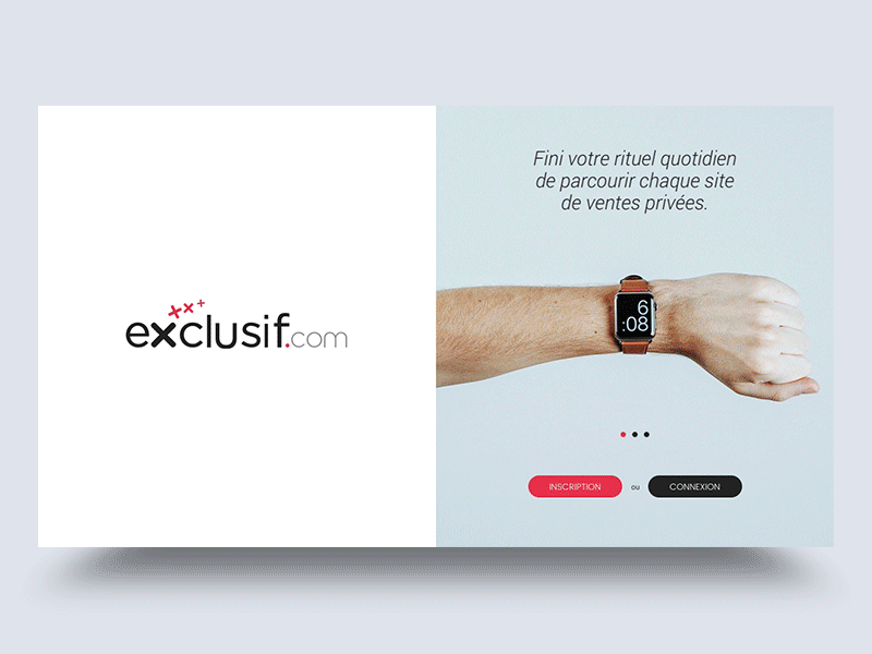 Onboarding Exclusif animation branding gif onboarding principle private sales ui ux