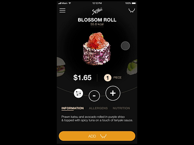 Sushiii App app dark food motion order restaurant sushi ui ux