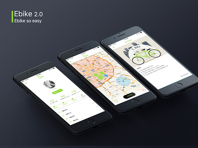 Ebike2.0 app bicycle bike bikes sharing clean creative gui minimalism ui