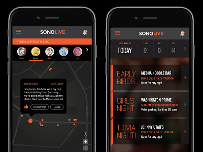 Sono Live App app design interaction mobile social ui