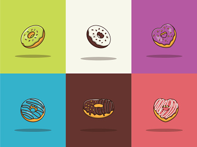 Donut Vector Set Illustration fastfood food graphic design logo menu ui vector
