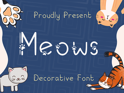 Meows Decorative Font animal branding branding font cat font cute font design logo logo font typography