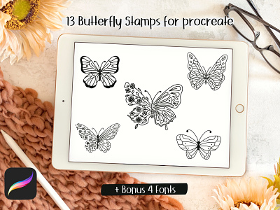 Butterfly Stamp brush for Procreate animal butterfly butterfly stamp decor design digital stamp illustration procreate brushes procreate stamps stamp