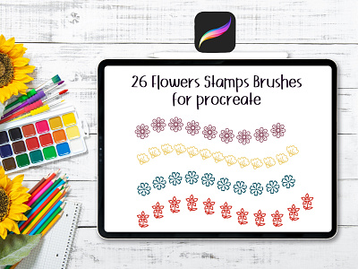 Flower Stamp Brush for Procreate decorative design digital stamp flower flower brush flower stamps illustration procreate brushes procreate stamps stamp brush